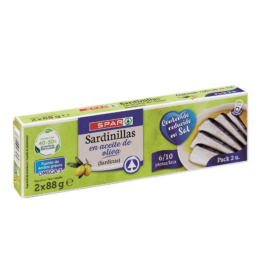 SARDINILLAS AC.OLIVA BAJA SALX2 SPAR PACK 130 GR