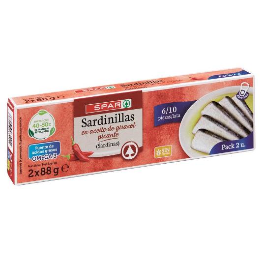 SARDINILLAS PICANTES X2 SPAR PACK 130 GR