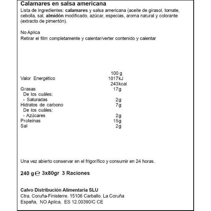 CALAMARES S.AMERICANA 3X48G CALVO PACK 144 GR