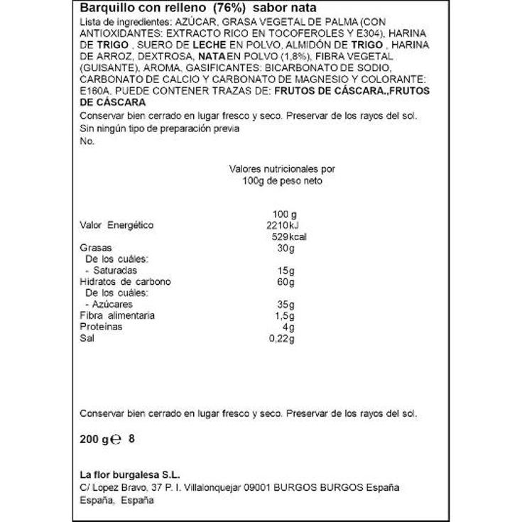 GALLETAS BARQUILLO NATA D.RELLE SPAR PQTE 200 GR