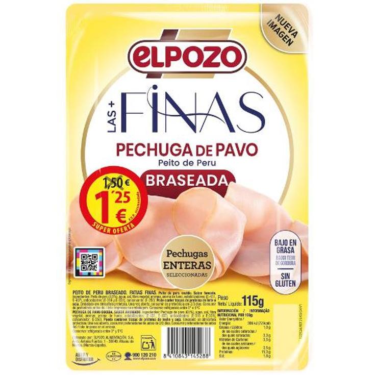 PECHUGA PAVO BRASEADA LONCHAS ELPOZO PQTE 115 GR