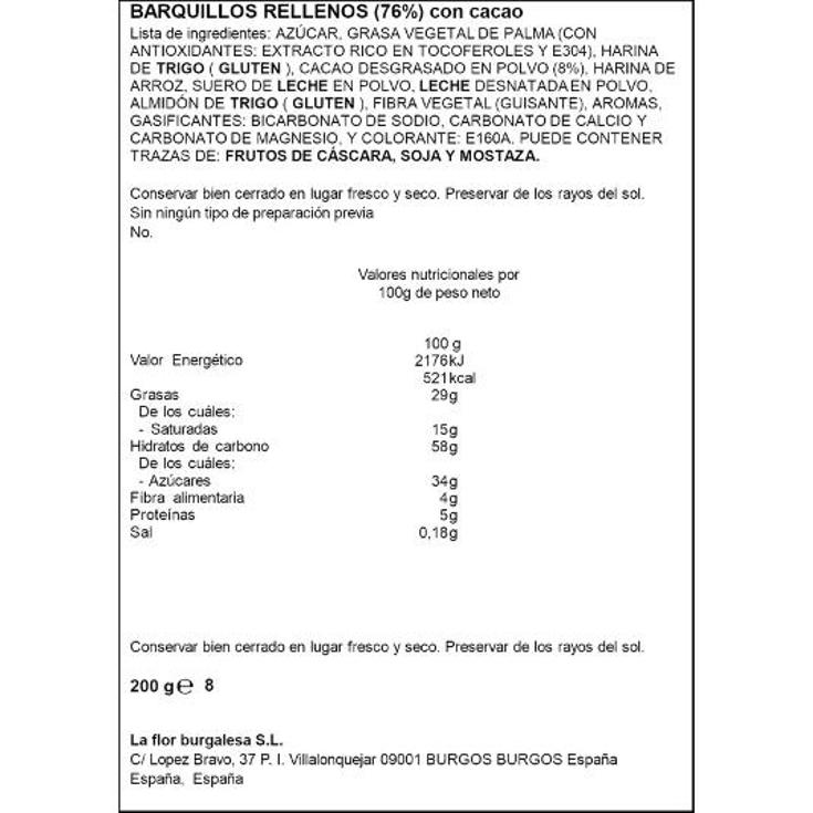 GALLETAS BARQUILLO CACAO SPAR PQTE 200 GR