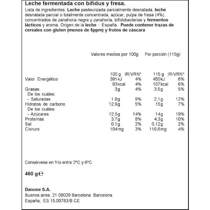 ACTIVIA CREMOSO FRESA DANONE PACK 460 GR