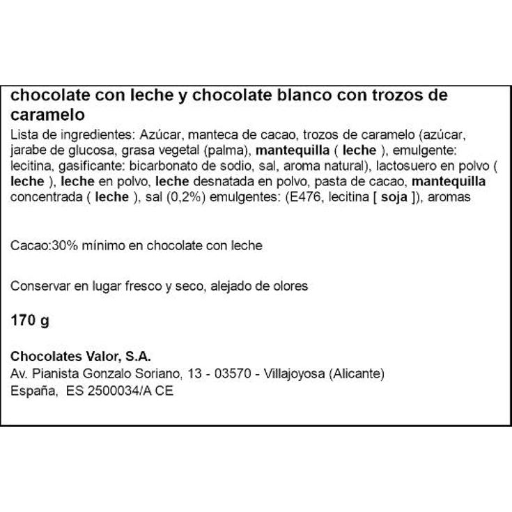 CHOCOLATE DUO LECHE-BLCO.CARAM. VALOR PTLLA 170 GR