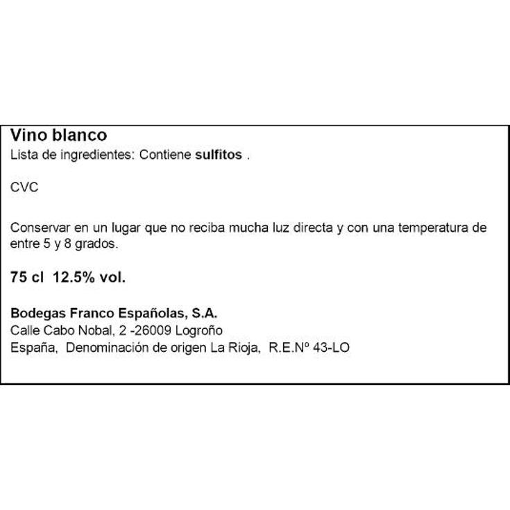 VINO BLANCO RIOJA 12º DIAMANTE BTLLA 75 CL