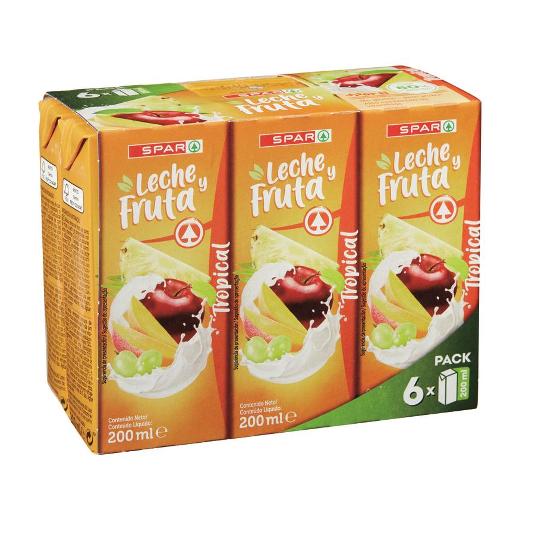 FRUTA+LECHE TROPICAL X6 SPAR PACK 1200 ML