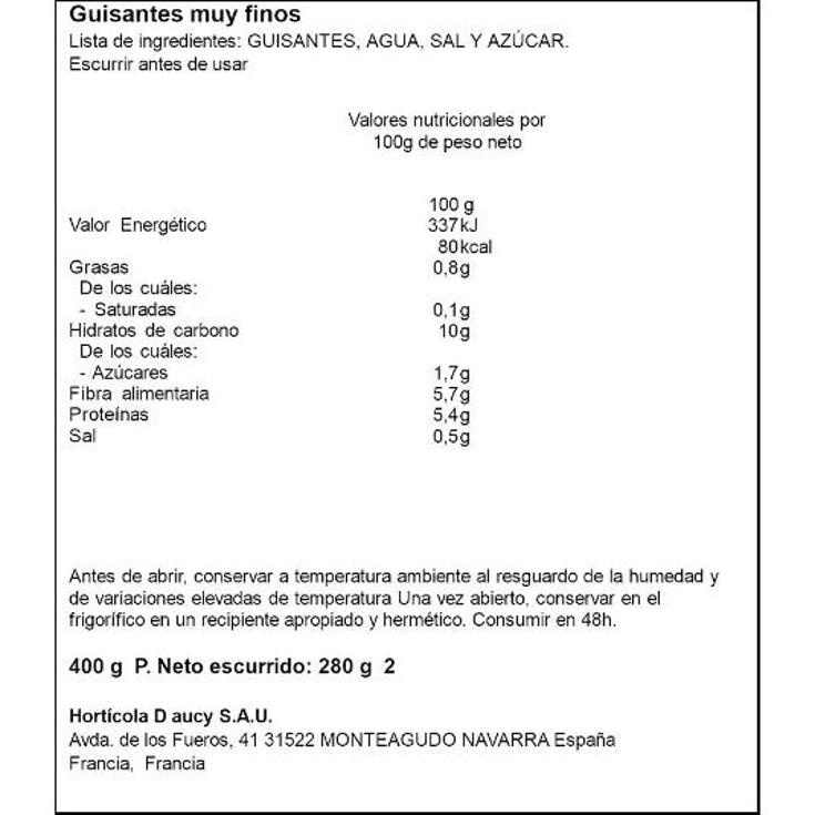 GUISANTES NATURAL MUY FINOS SPAR LATA 250 GR