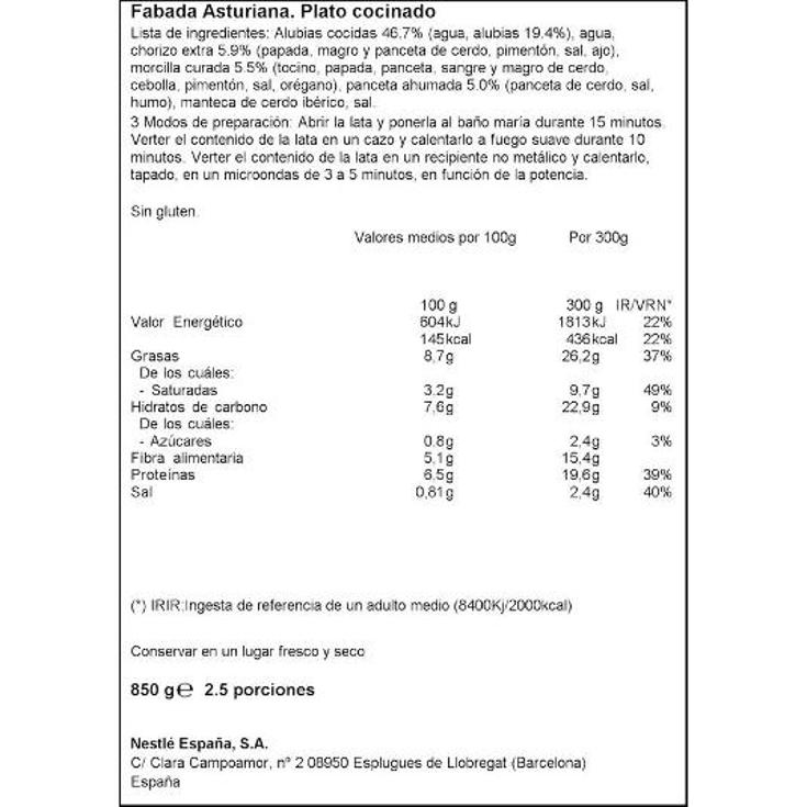 FABADA ASTURIANA LITORAL BOTE 850 GR