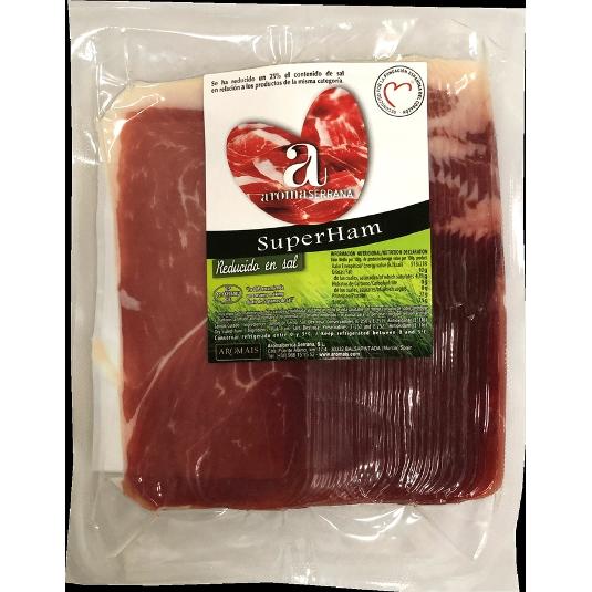 JAMON CURADO LONCHEADO RED.SAL SUPERHAM PQTE 500 GR