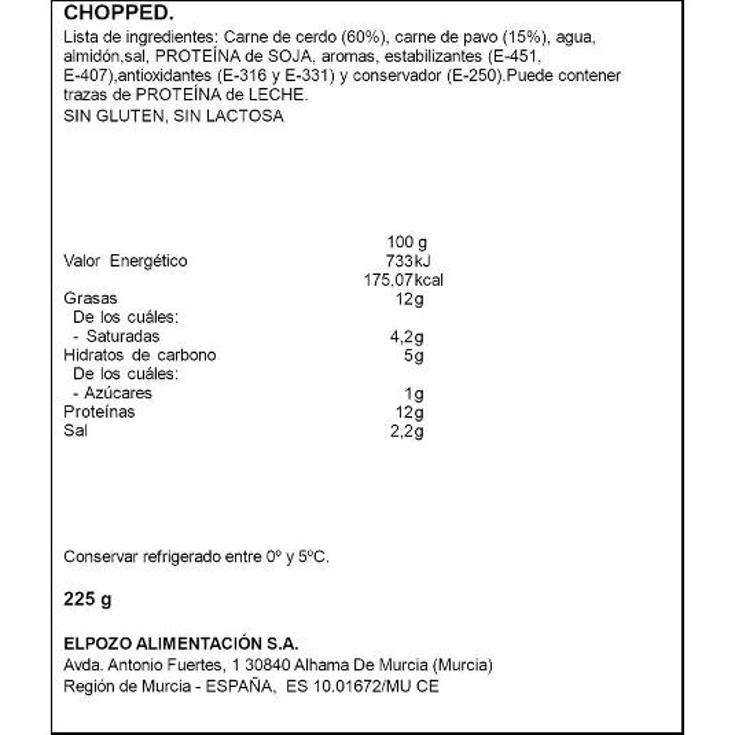 CHOPPED PORK LONCHAS ELPOZO PQTE 225 GR