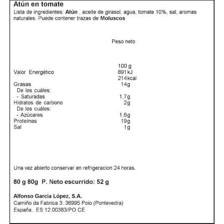 ATUN TOMATE PESCAMAR LATA 52 GR