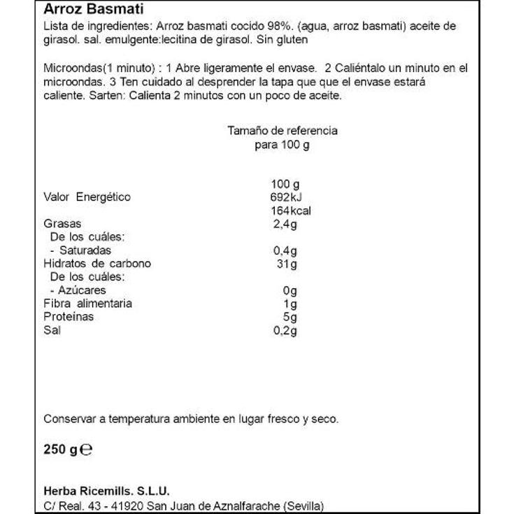 ARROZ COCIDO BASMT.2X125G BRILLANTE PACK 250 GR