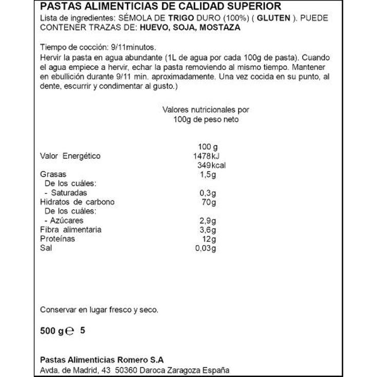 PASTA TIBURON SPAR PQTE 500 GR