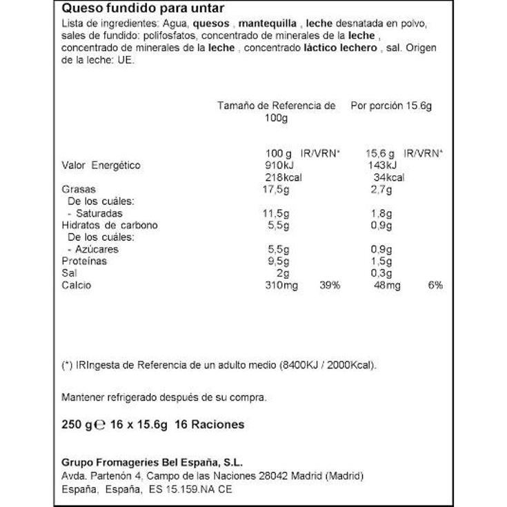 QUESO PORCIONES 16 UDS VACA QUE RIE CAJA 250 GR