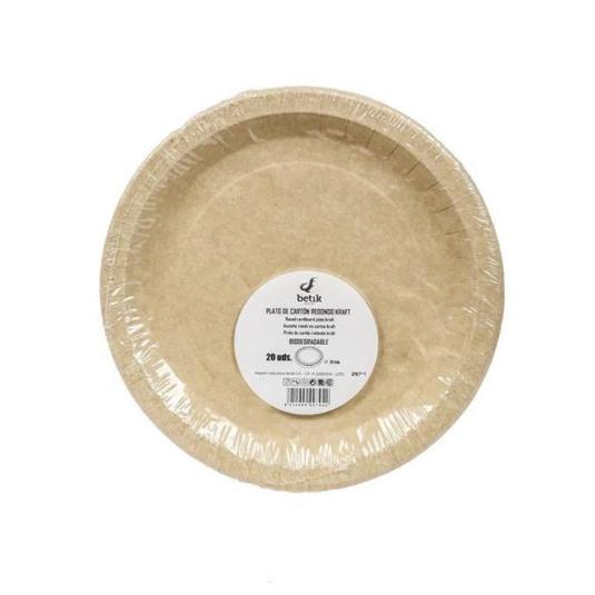 PLATO CARTON GRANDE BIO 22CM BETIK PACK 20 UD