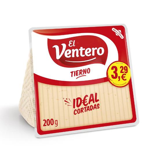 QUESO TIERNO CUÑAS CORTADITAS VENTERO PQTE 200 GR