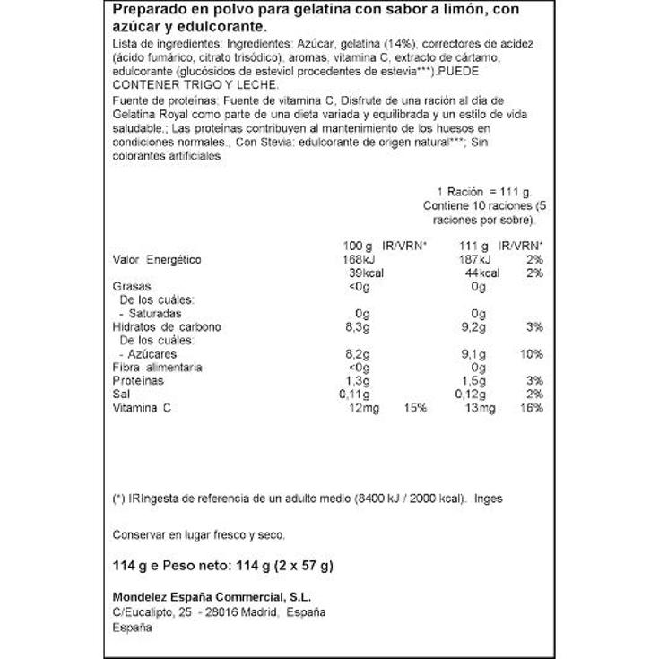 GELATINA LIMON ROYAL PQTE 114 GR