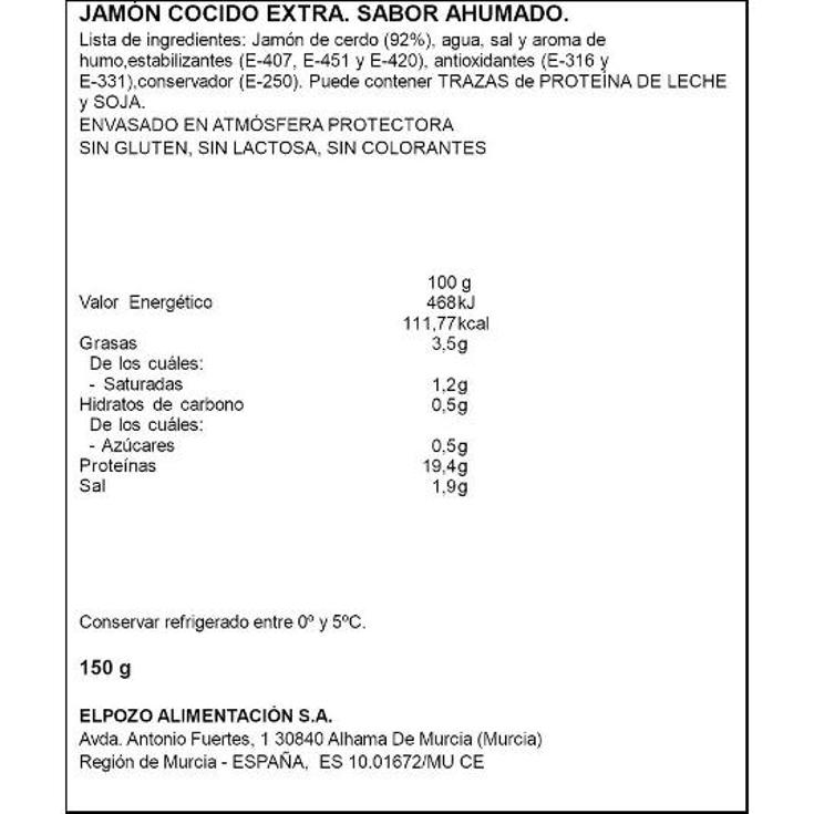 JAMON COCIDO EXTRA DUROC 1954 ELPOZO PQTE 120 GR