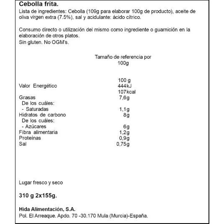 CEBOLLA FRITA 2X155G HIDA PACK 310 GR