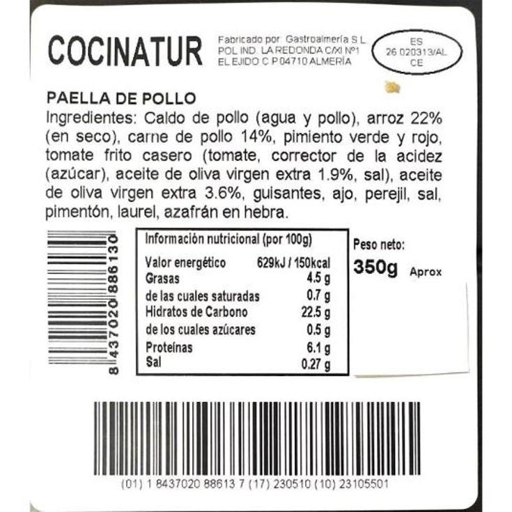 PAELLA DE POLLO COCINATUR BDJA 350 GR
