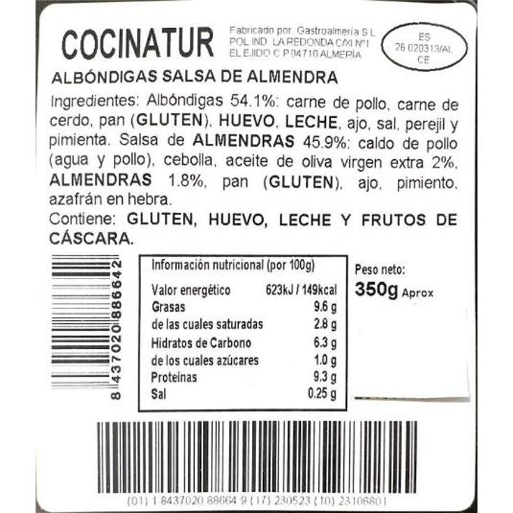ALBONDIGAS SALSA ALMENDRAS COCINATUR BDJA 350 GR