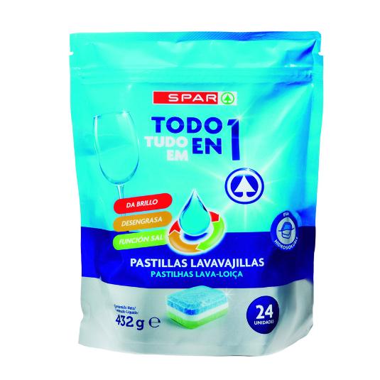 PASTILLAS LAVAVAJILLAS TODOEN1 SPAR BOLSA 24 UD