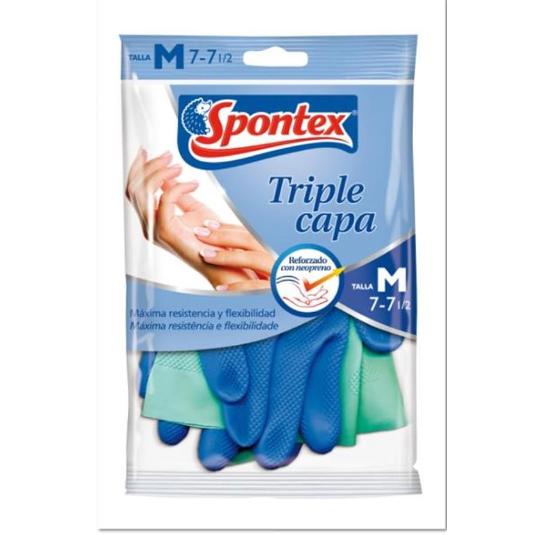 GUANTES TRIPLE CAPA T/7 MEDIANA SPONTEX BOLSA 2 UD