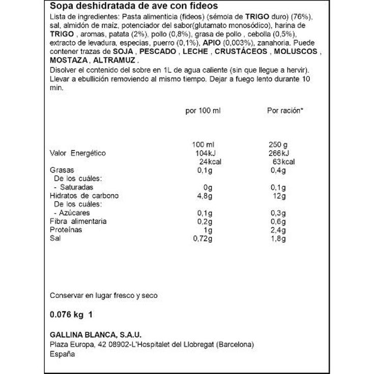 SOPA AVE FIDEOS G.BLANCA SOBRE 80 GR