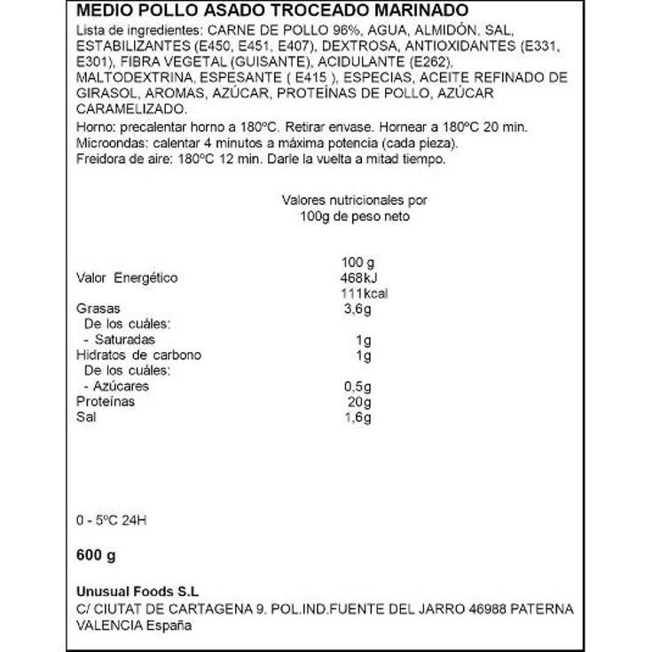 MEDIO POLLO ASADO RIKISSSIMO BDJA 600 GR