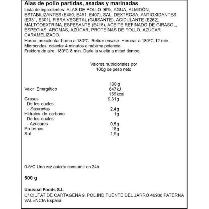 ALITAS POLLO HORNEADAS RIKISSSIMO BDJA 500 GR