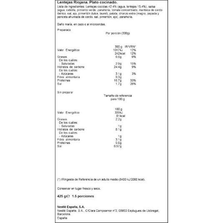 LENTEJAS RIOJANA -30% LITORAL BOTE 425 GR
