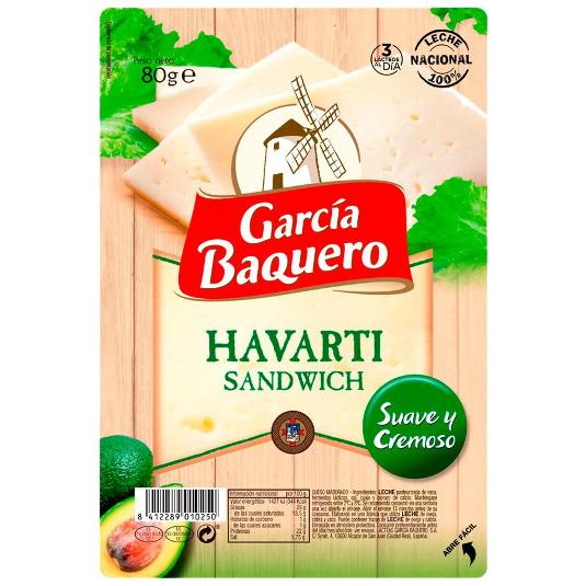 QUESO LONCHAS HAVARTI G.BAQUERO SOBRE 80 GR