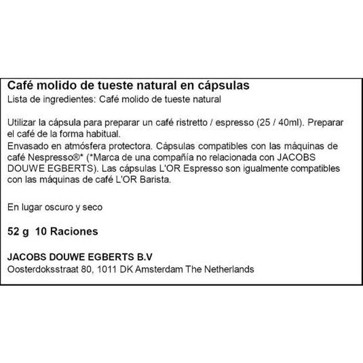CAFE CAPSULAS (NESP.)RISTRETO LÓR ESTCHE 10 UD