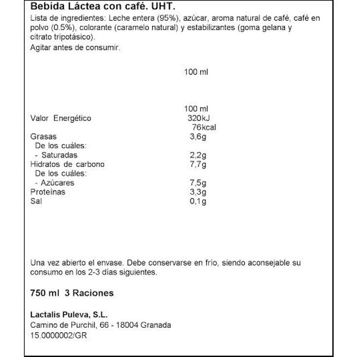 BEBIDA CAFE C/LECHE 2+1X220 ML PULEVA PACK 660 ML