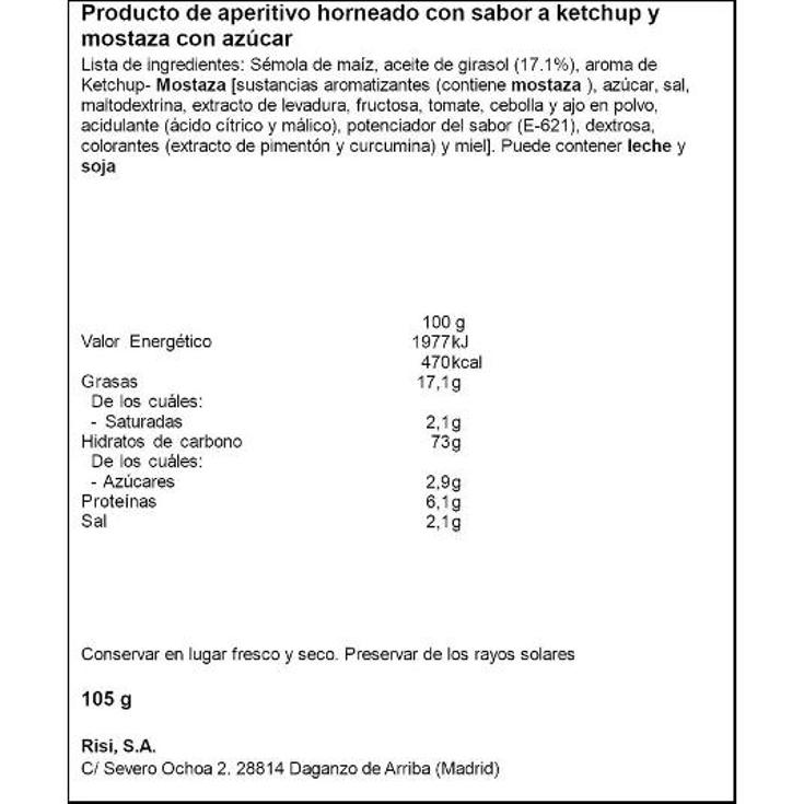 PALOMITAS KETCHUP MOSTAZA RISI BOLSA 105 GR
