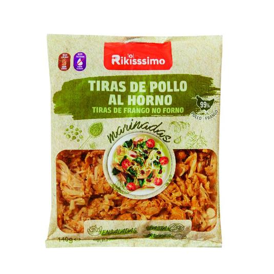 TIRAS DE POLLO MARINADAS RIKISSSIMO BOLSA 140 GR