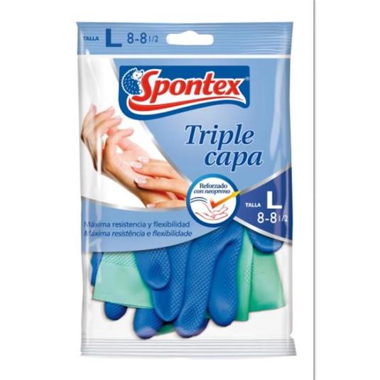 GUANTES TRIPLE CAPA T/9E/GRANDE SPONTEX BOLSA 2 UD