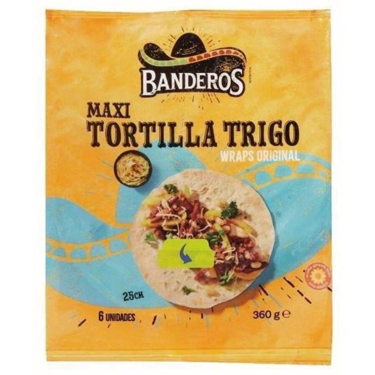 TORTILLAS MAXI TRIGO 25CM X6 BANDEROS PQTE 360 GR
