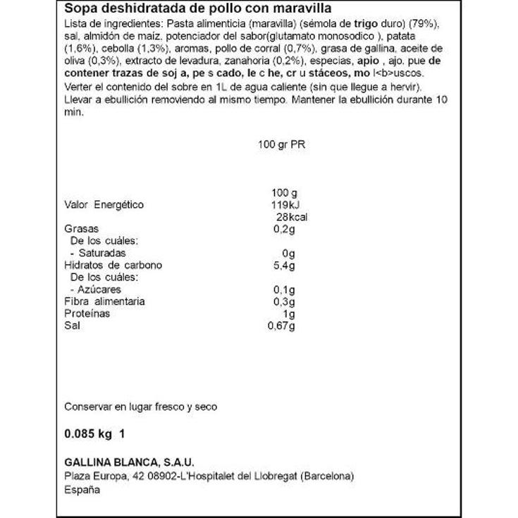 SOPA MARAVILLA G.BLANCA SOBRE 90 GR