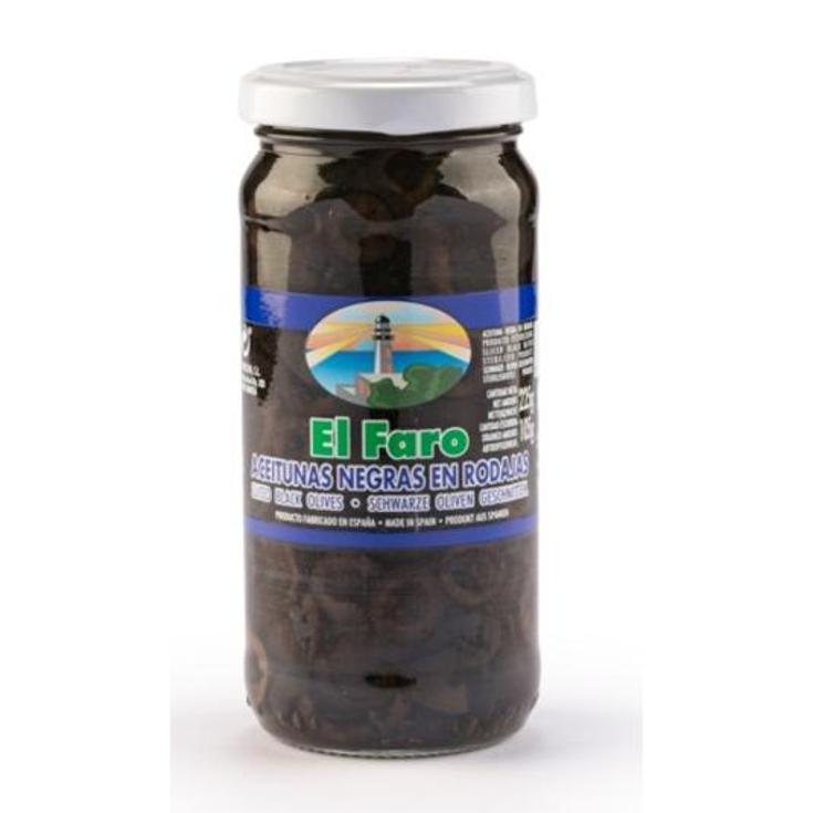 ACEITUNA NEGRA RODAJAS EL FARO BOTE 111 GR