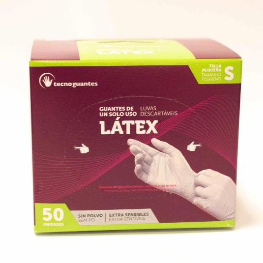 GUANTES LATEX S/POLVO T/S TECNOGUANTES CAJA 50 UD