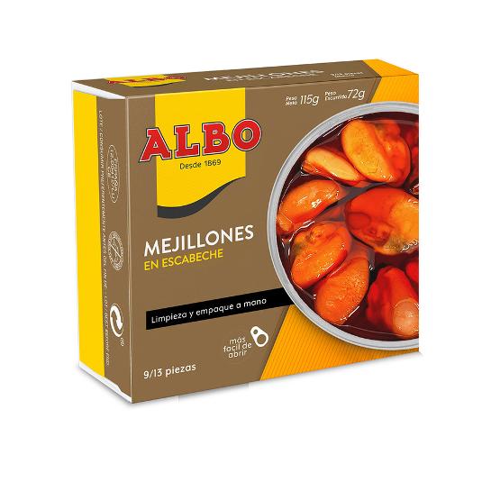 MEJILLONES EN ESCABECHE 9/13 ALBO LATA 72 GR