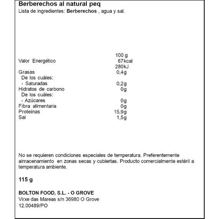 BERBERECHOS NTRAL.PEQUEÑO 50/60 CUCA LATA 63 GR