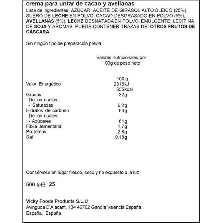 CREMA CACAO AVELLANA 1 SABOR SPAR BOTE 500 GR