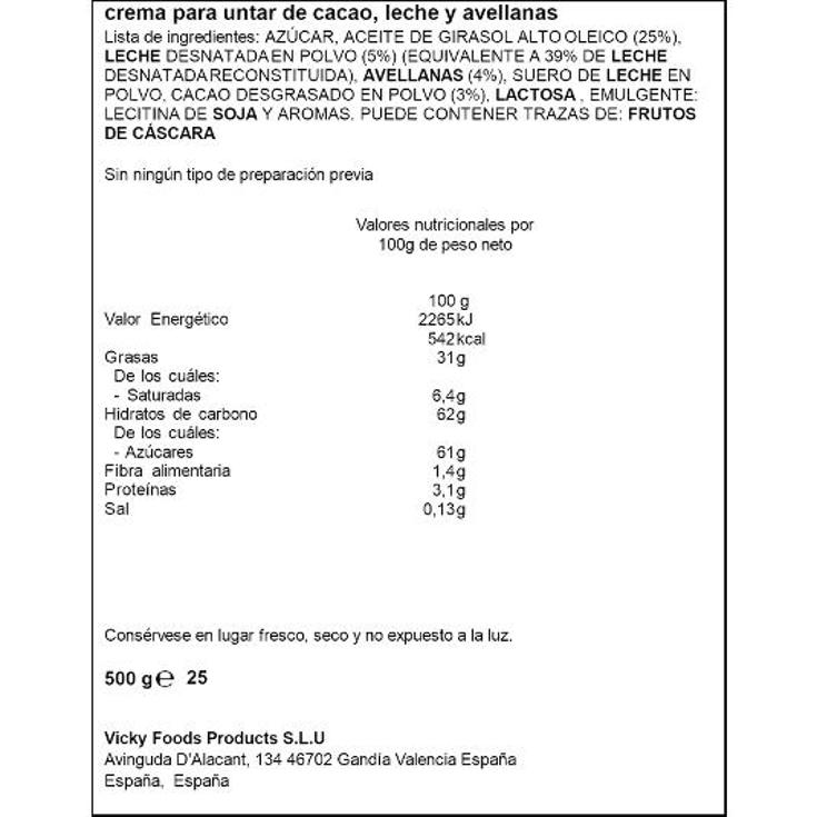 CREMA CACAO AVELLANA 2 SAB. SPAR BOTE 500 GR