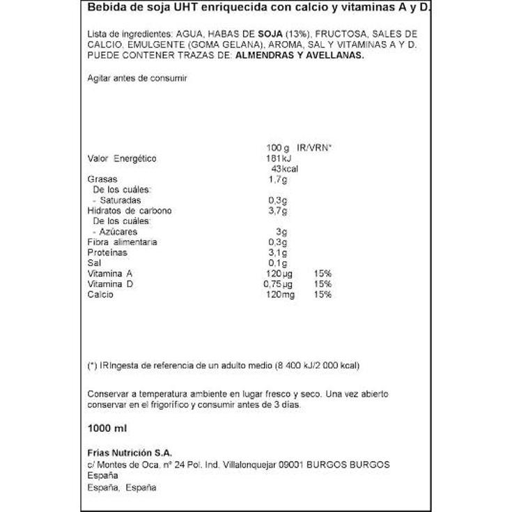 BEBIDA SOJA CALCIO Y VITAMINAS SPAR BRIK 1 LT