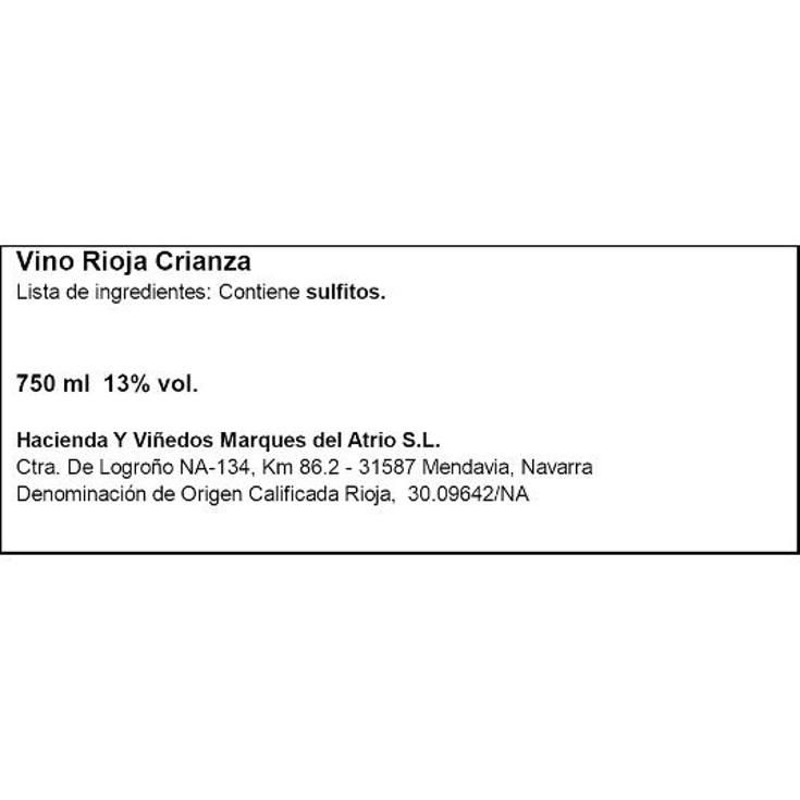 VINO TINTO RIOJA CRIANZA 13,5º F.RIVERO BTLLA 75 CL