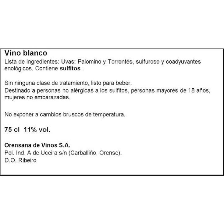 VINO BLANCO RIBEIRO 11º PAZO BTLLA 75 CL