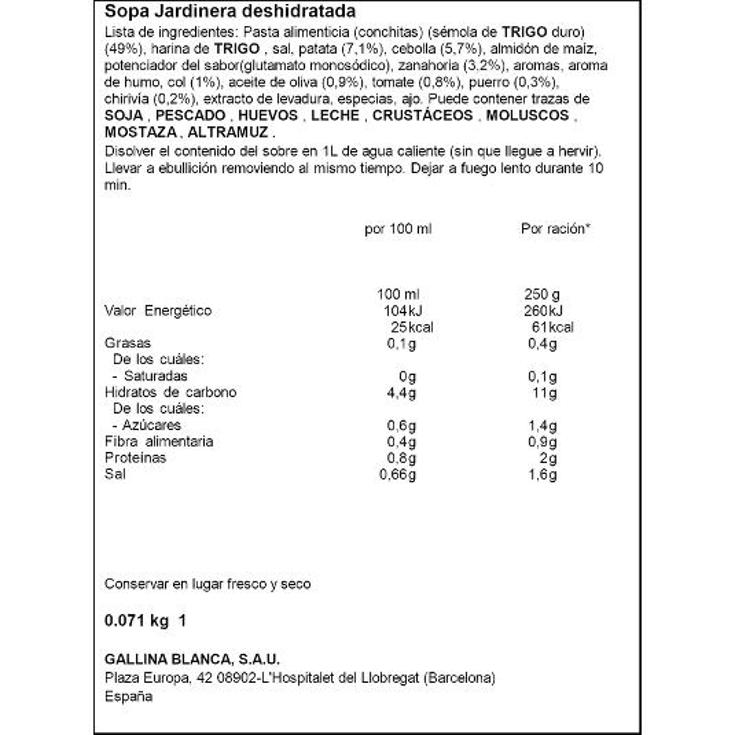 SOPA JARDINERA G.BLANCA SOBRE 79 GR