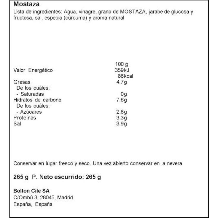 MOSTAZA ORIGINAL PRIMA PET 265 GR